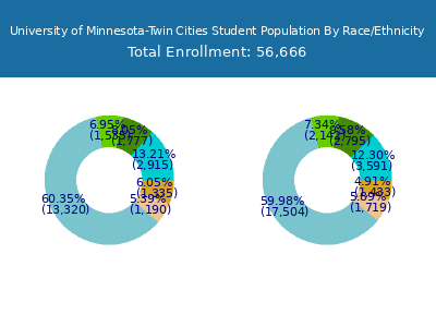 University of Minnesota-Twin Cities 2025 Student Population by Gender and Race chart