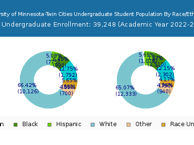 University of Minnesota-Twin Cities 2023 Undergraduate Enrollment by Gender and Race chart
