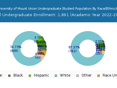 University of Mount Union 2023 Undergraduate Enrollment by Gender and Race chart