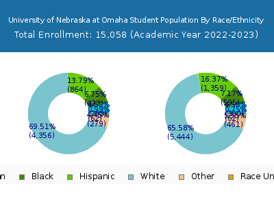 University of Nebraska at Omaha 2023 Student Population by Gender and Race chart