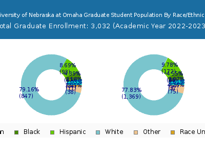University of Nebraska at Omaha 2023 Graduate Enrollment by Gender and Race chart