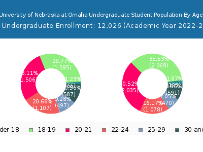 University of Nebraska at Omaha 2023 Undergraduate Enrollment Age Diversity Pie chart