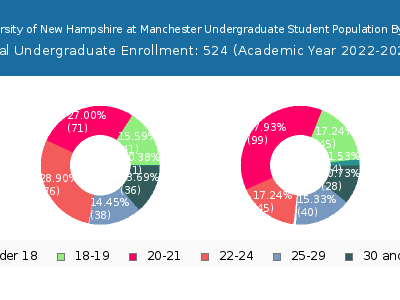 University of New Hampshire at Manchester 2023 Undergraduate Enrollment Age Diversity Pie chart