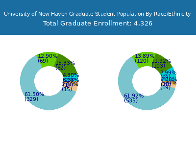 University of New Haven 2025 Graduate Enrollment by Gender and Race chart