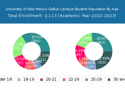 University of New Mexico-Gallup Campus 2023 Student Population Age Diversity Pie chart