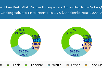 University of New Mexico-Main Campus 2023 Undergraduate Enrollment by Gender and Race chart