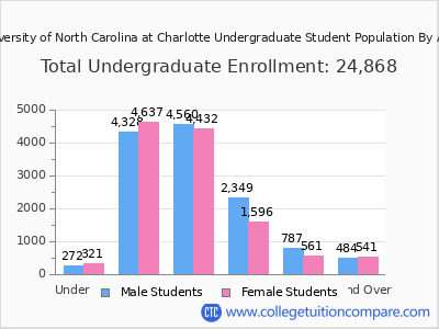 University of North Carolina at Charlotte 2025 Undergraduate Enrollment by Age chart