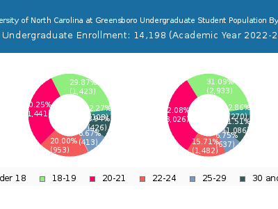 University of North Carolina at Greensboro 2023 Undergraduate Enrollment Age Diversity Pie chart