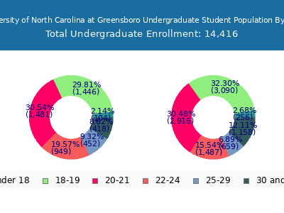 University of North Carolina at Greensboro 2025 Undergraduate Enrollment Age Diversity Pie chart