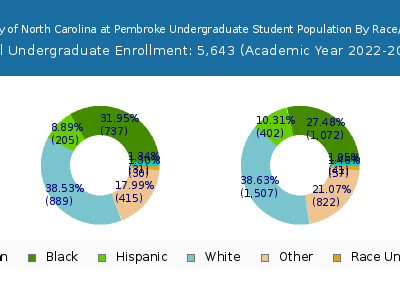 University of North Carolina at Pembroke 2023 Undergraduate Enrollment by Gender and Race chart