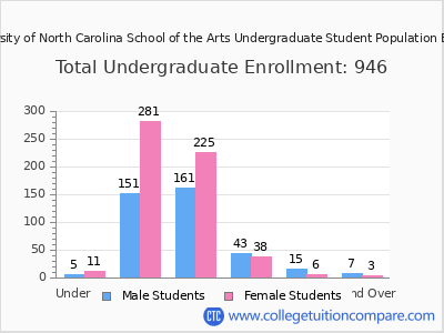 University of North Carolina School of the Arts 2025 Undergraduate Enrollment by Age chart