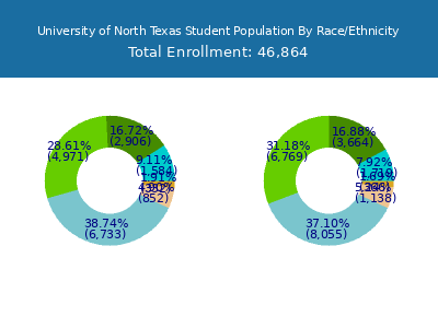 University of North Texas 2025 Student Population by Gender and Race chart