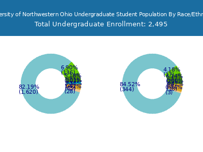 University of Northwestern Ohio 2025 Undergraduate Enrollment by Gender and Race chart
