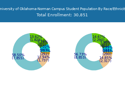 University of Oklahoma-Norman Campus 2025 Student Population by Gender and Race chart