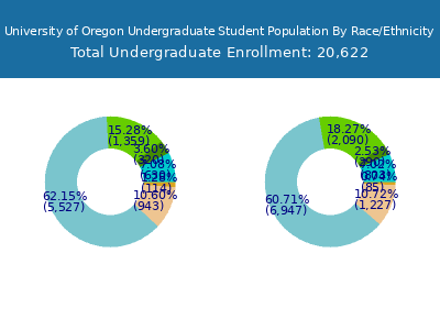 University of Oregon 2025 Undergraduate Enrollment by Gender and Race chart