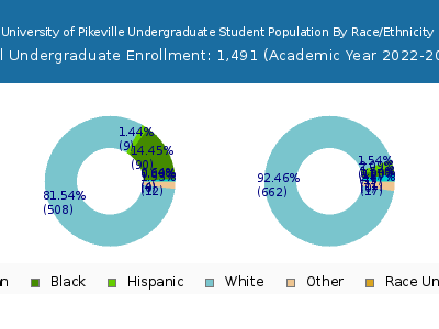 University of Pikeville 2023 Undergraduate Enrollment by Gender and Race chart