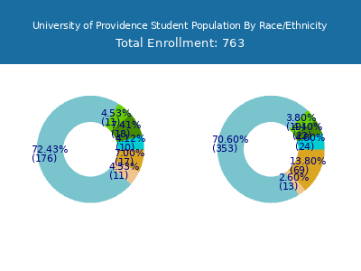 University of Providence 2025 Student Population by Gender and Race chart