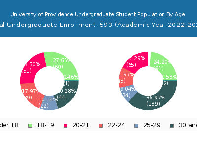 University of Providence 2023 Undergraduate Enrollment Age Diversity Pie chart