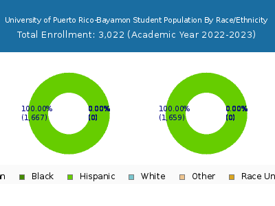 University of Puerto Rico-Bayamon 2023 Student Population by Gender and Race chart