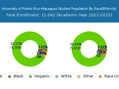 University of Puerto Rico-Mayaguez 2023 Student Population by Gender and Race chart