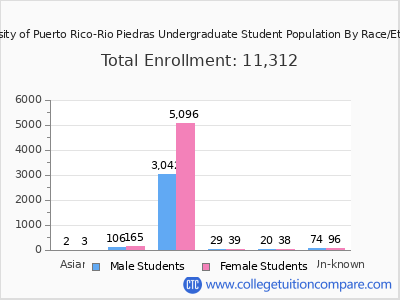University of Puerto Rico-Rio Piedras 2025 Undergraduate Enrollment by Gender and Race chart