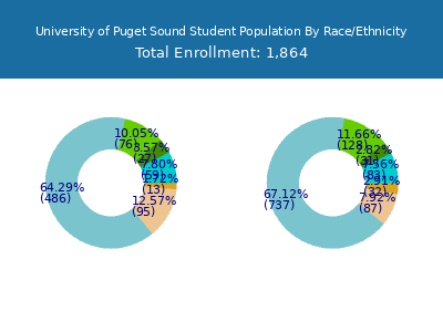 University of Puget Sound 2025 Student Population by Gender and Race chart
