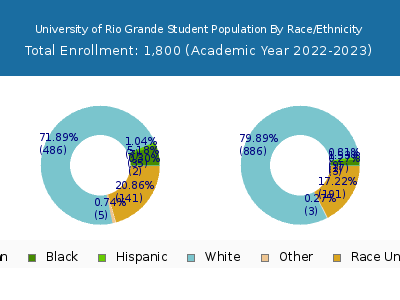 University of Rio Grande 2023 Student Population by Gender and Race chart