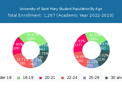 University of Saint Mary 2023 Student Population Age Diversity Pie chart