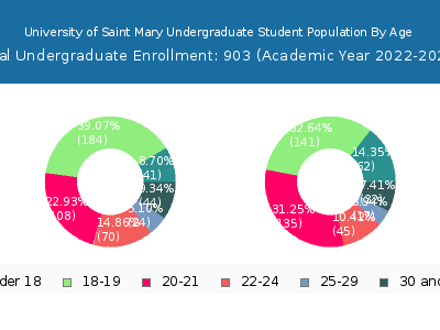 University of Saint Mary 2023 Undergraduate Enrollment Age Diversity Pie chart