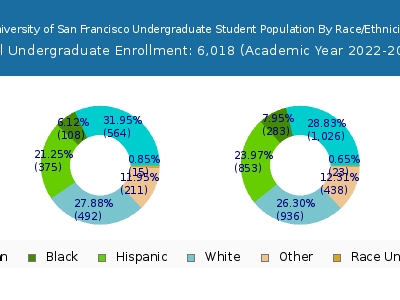 University of San Francisco 2023 Undergraduate Enrollment by Gender and Race chart