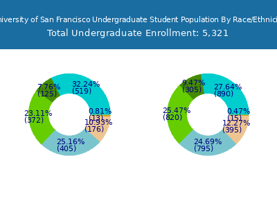 University of San Francisco 2025 Undergraduate Enrollment by Gender and Race chart
