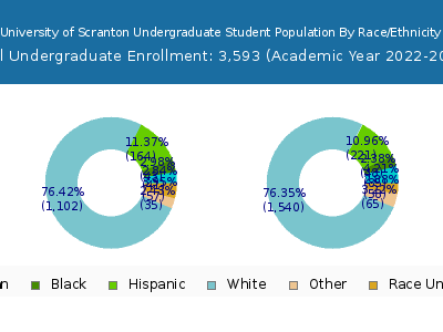 University of Scranton 2023 Undergraduate Enrollment by Gender and Race chart