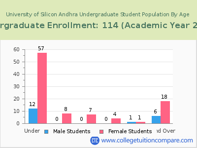 University of Silicon Andhra 2023 Undergraduate Enrollment by Age chart