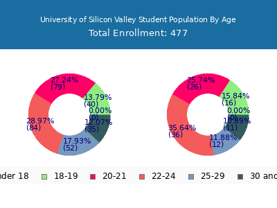 University of Silicon Valley 2024 Student Population Age Diversity Pie chart