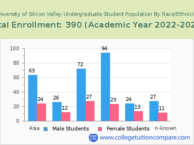 University of Silicon Valley 2023 Undergraduate Enrollment by Gender and Race chart