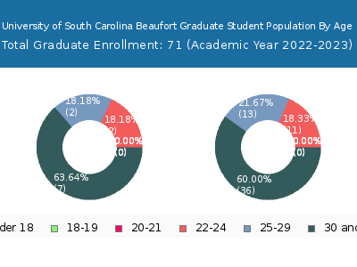 University of South Carolina Beaufort 2023 Graduate Enrollment Age Diversity Pie chart