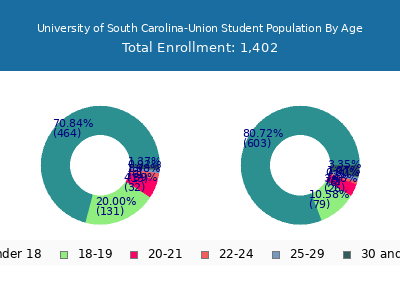 University of South Carolina-Union 2025 Student Population Age Diversity Pie chart