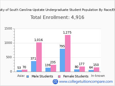 University of South Carolina-Upstate 2025 Undergraduate Enrollment by Gender and Race chart