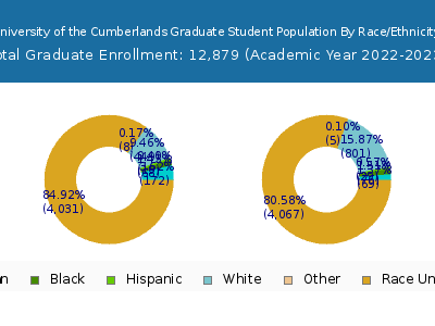 University of the Cumberlands 2023 Graduate Enrollment by Gender and Race chart