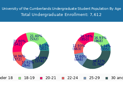 University of the Cumberlands 2025 Undergraduate Enrollment Age Diversity Pie chart