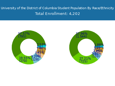 University of the District of Columbia 2025 Student Population by Gender and Race chart
