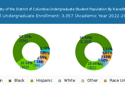 University of the District of Columbia 2023 Undergraduate Enrollment by Gender and Race chart