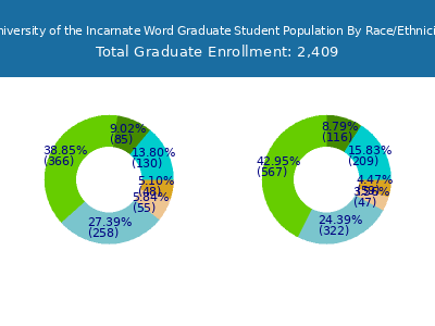 University of the Incarnate Word 2025 Graduate Enrollment by Gender and Race chart
