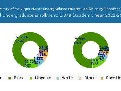 University of the Virgin Islands 2023 Undergraduate Enrollment by Gender and Race chart