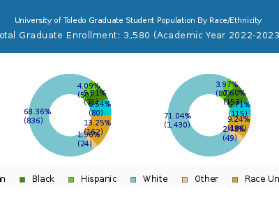 University of Toledo 2023 Graduate Enrollment by Gender and Race chart