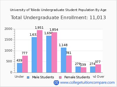 University of Toledo 2024 Undergraduate Enrollment by Age chart