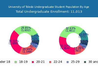 University of Toledo 2024 Undergraduate Enrollment Age Diversity Pie chart