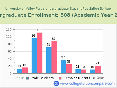 University of Valley Forge 2023 Undergraduate Enrollment by Age chart