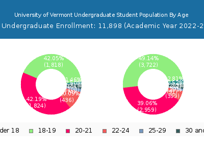 University of Vermont 2023 Undergraduate Enrollment Age Diversity Pie chart