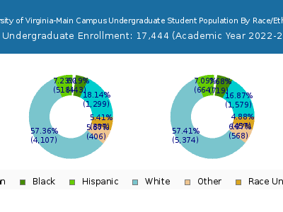 University of Virginia-Main Campus 2023 Undergraduate Enrollment by Gender and Race chart